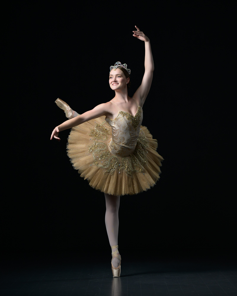 Professional Ballerina in Gold Brocade Tutu