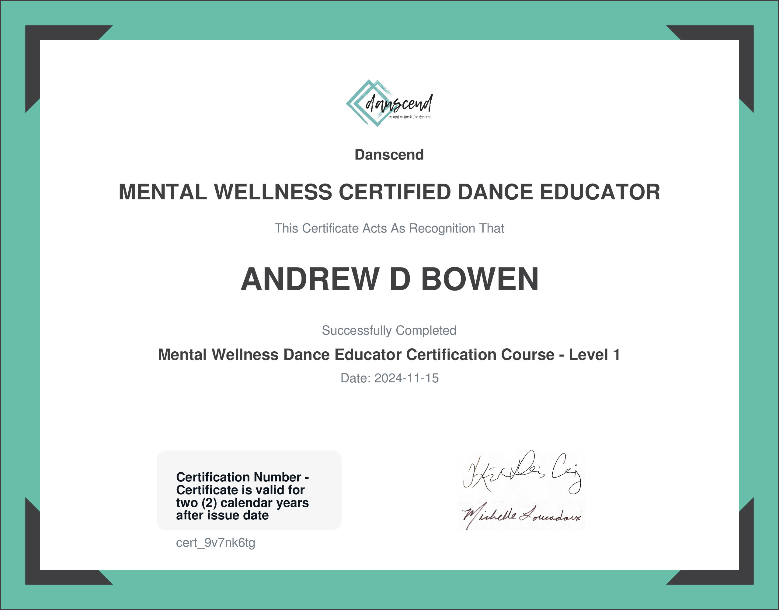 MENTAL WELLNESS CERTIFIED DANCE EDUCATOR